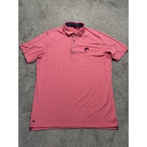 Greyson Polo Men’s XL Pink Striped Performance Golf Shirt Horse Logo *Stain*